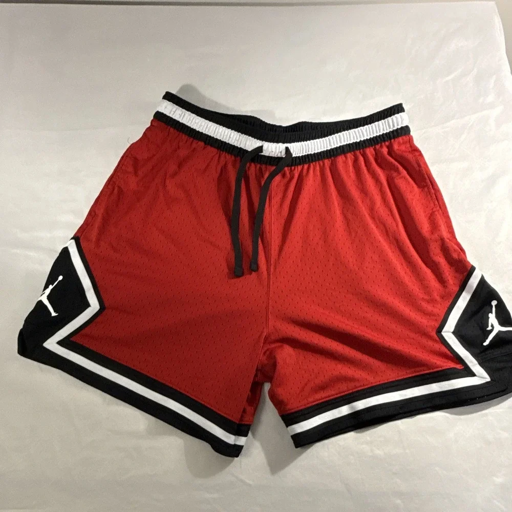 Jordan Dri-FIT Mens 3XL Red Black White Mesh Basketball Shorts Drawstring